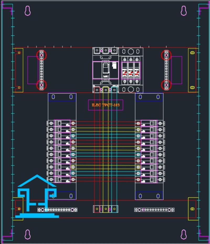 Bố trí thiết bị trong tủ điện 3 pha 100a