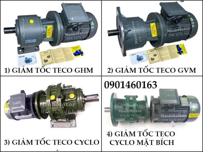 Động cơ giảm tốc Teco chân đế mặt bích