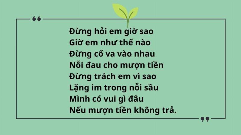 Hình: Mẫu tin nhắn nhắc nợ bằng thơ