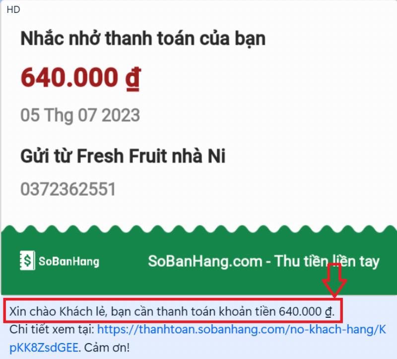 Hình: Nhắc nợ cùng Sổ Bán Hàng