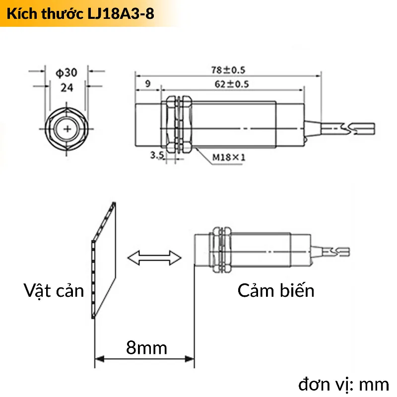 Kích thước LJ18A3-8-J/EZ NO 8mm