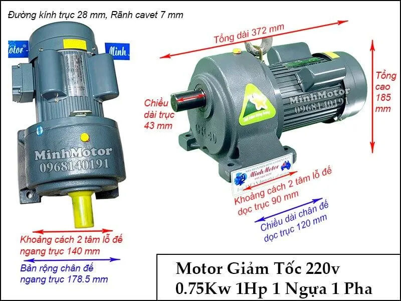 Motor giảm tốc 220V chân đế