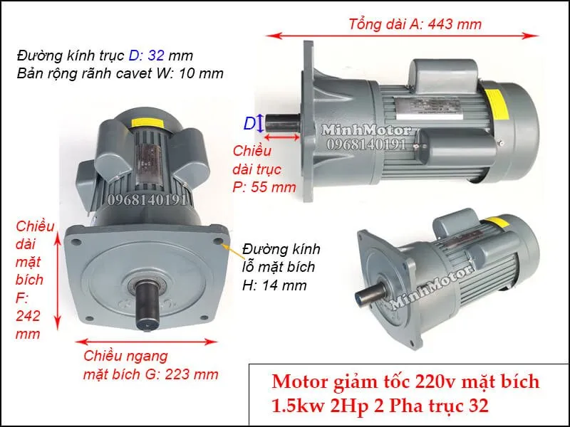 Motor giảm tốc 220V mặt bích