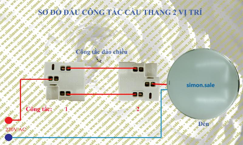 Sơ đồ đấu nối công tắc cầu thang 2 vị trí