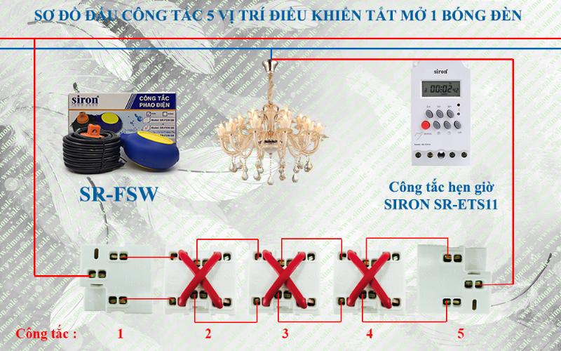 Sơ đồ đấu nối công tắc cầu thang 5 vị trí