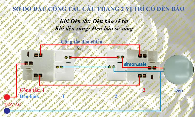 "Sơ đồ mạch điện cầu thang 4 công tắc 1 bóng đèn" width=