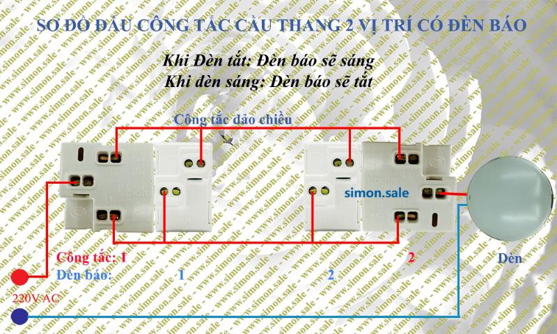 "Sơ đồ mạch điện cầu thang 5 công tắc 1 bóng đèn" width=