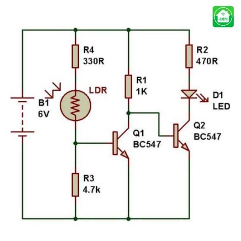 Sơ đồ nguyên lý một mạch cảm biến ánh sáng dùng quang trở