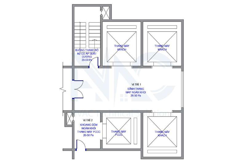 Tăng áp sảnh chờ thang máy và khoang đệm thang máy chữa cháy