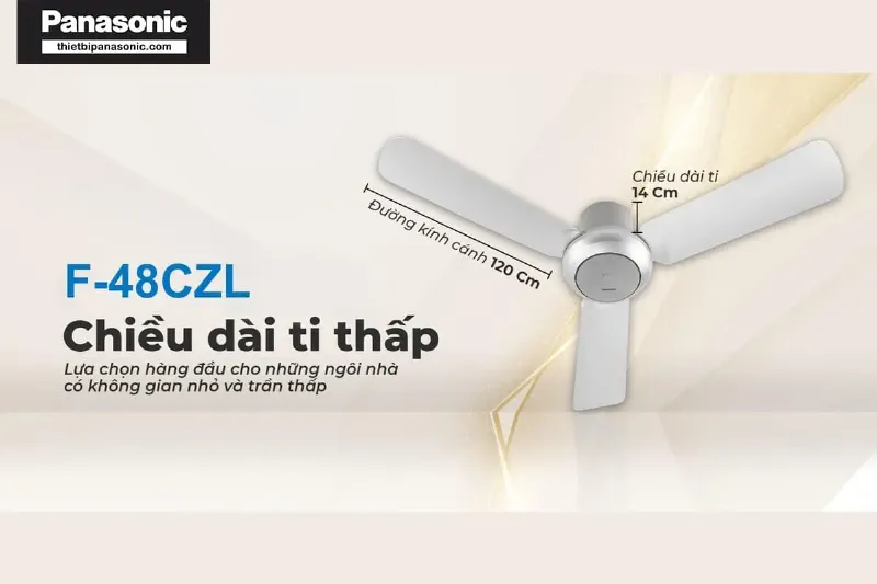 Mẫu quạt trần Panasonic 3 cánh F-48CZL phù hợp với nhà có trần thấp hoặc không quá cao