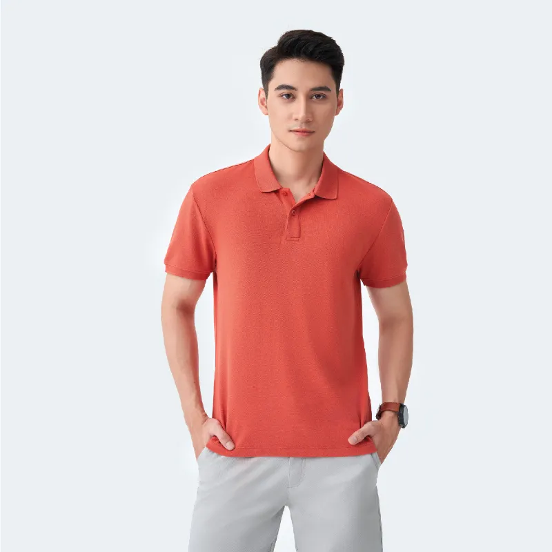 Outfit áo polo cam APC23404 phối quần kaki tươi mới và năng động